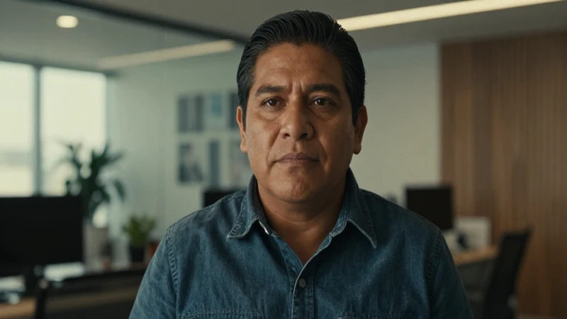 Étnico mexicano, oficina moderna, luz cinematográfica