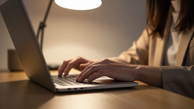 Mujer usando laptop en ambiente cálido