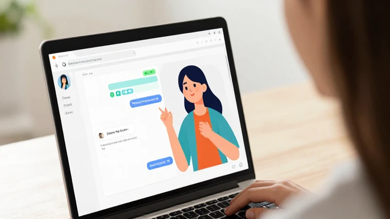 Mujer joven usa IA en una laptop
