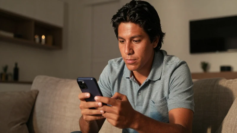 Mexicano mestizo con smartphones en interior cálido