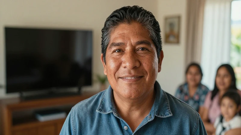 Familia mexicana sonriente en hogar cálido