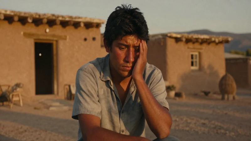 Juan del Jarro: La Fascinante Leyenda que No Conocías 6 Joven mestizo contempla un pueblo mexicano al atardecer