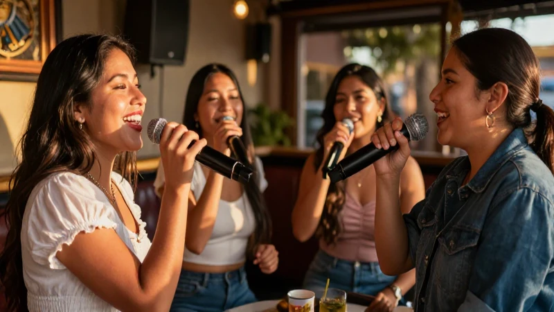 Me recomiendas bares de karaoke en Ciudad de México 7 Friends sing karaoke in a Mexican bar