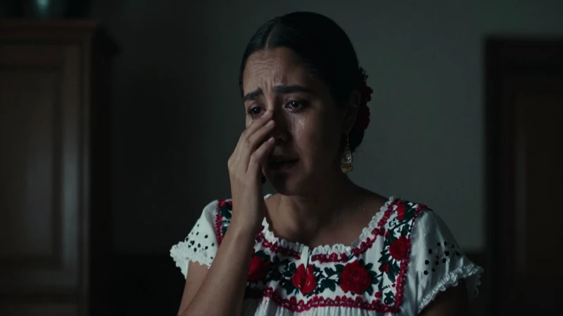La Llorona: Secretos Oscuros de su Historia Mexicana 2 Mujer llorando, vestida al estilo mexicano, sombría
