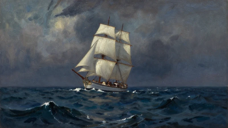 La Mulata de CÓRDOBA: DESCUBRE su MISTERIO y LEGADO 5 Barco a vela en mar, luz dramática