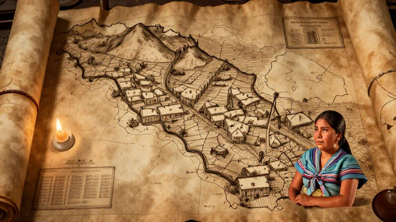 Mapa antiguo muestra un paisaje mexicano histórico