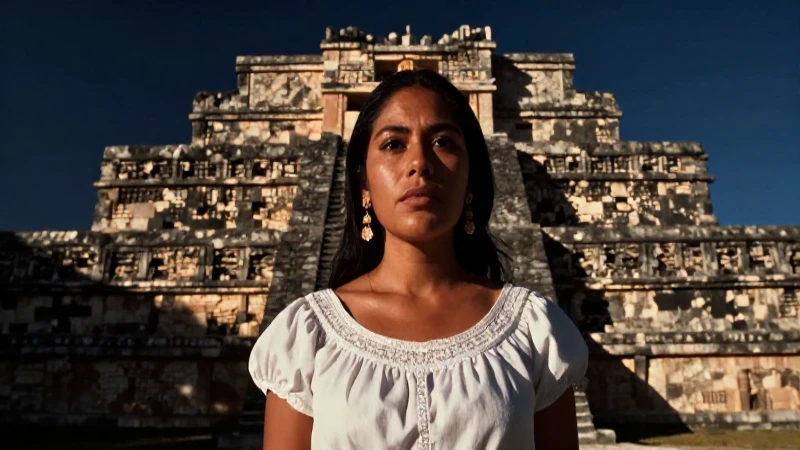 La Princesa Donají - DESCUBRE su FASCINANTE Leyenda 5 Donají, en ruinas mayas, luz dramática