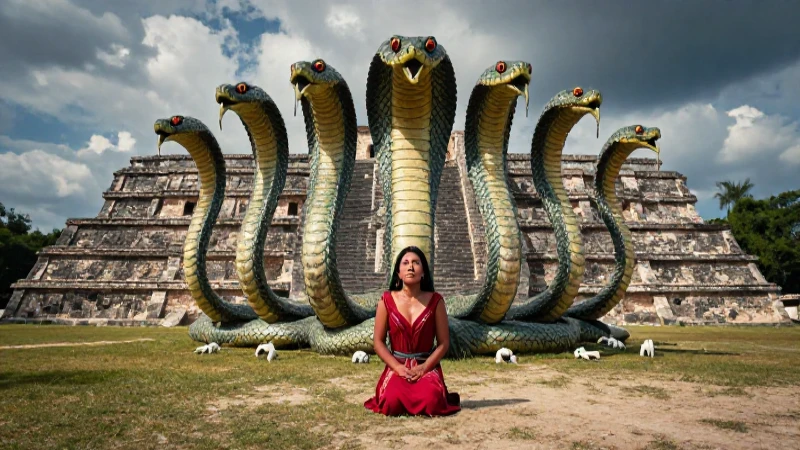 La SERPIENTE de 7 CABEZAS: Descubre su MISTERIO y LEGADO 6 Serpiente ancestral inspira asombro en ruinas mágicas
