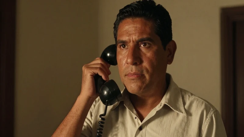 Hombre mexicano, teléfono antiguo, atmósfera nostálgica