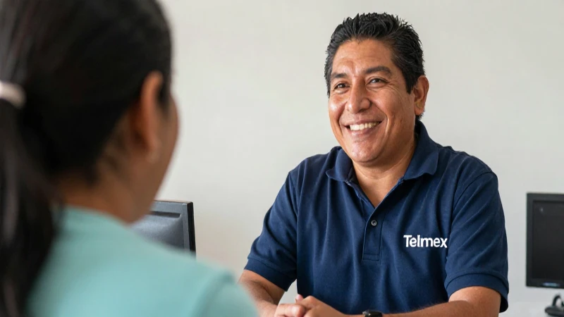 Técnico de Telmex, sonriente y mestizo