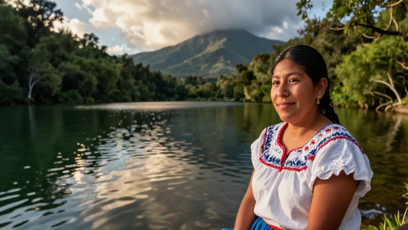 Un paisaje mexicano sereno al atardecer
