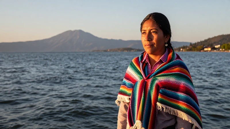 Laguuna, montañas, luz dorada, etnicidad mexicana