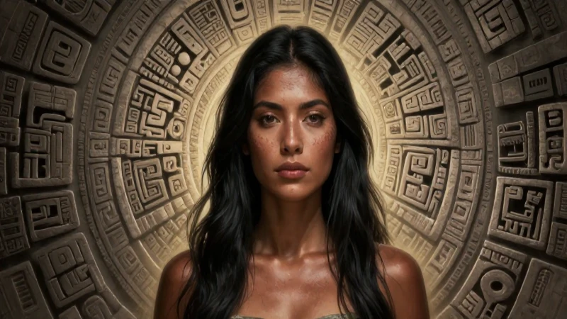 Mujer maya enigmática, arte digital detallado