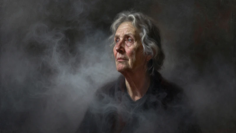 Vieja figura emerge de la niebla oscura