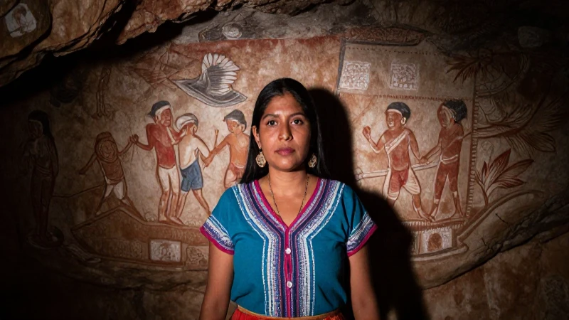 Leyendas de Saltillo: Mitos Fascinantes de Coahuila 3 Mujer mexicana en pintura rupestre dramática