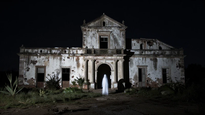 Leyendas de Saltillo: Mitos Fascinantes de Coahuila 5 Hacienda abandonada, fantasma, luz dramática y cinematográfica