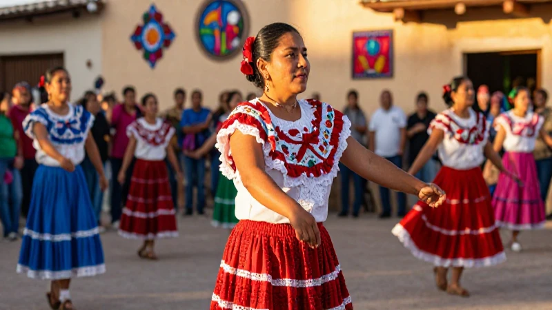 Descubre los Mitos y Leyendas Fascinantes de San Luis Potosí 10 Bailarina mestiza, luz dorada y arte folclórico