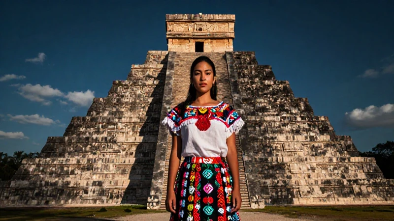 Mujer maya mística bajo luz dramática