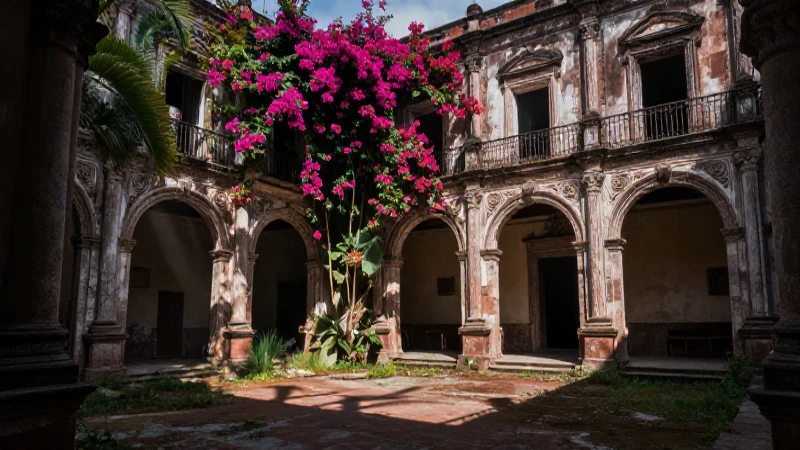 Mansión colonial, sombras y misterio mexicano