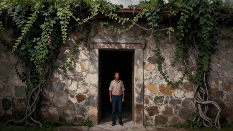 Casa antigua y enigmática, bañada en sombras