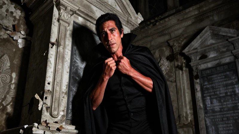 Misterios del Vampiro en el Panteón de Belén Revelados 6 Vampiro mestizo gótico en ruinas, sombrío