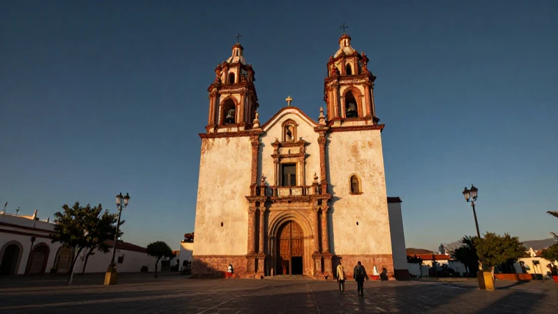Leyendas de Zacatecas: Descubre los MITOS MÁS FASCINANTES 8 Iglesia mexicana en paisaje desértico dorado