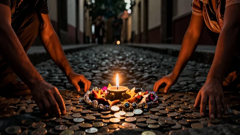 Callejón del Diablo: Misterios y Historias Increíbles 4 Ofrendas brillantes en un callejón místico