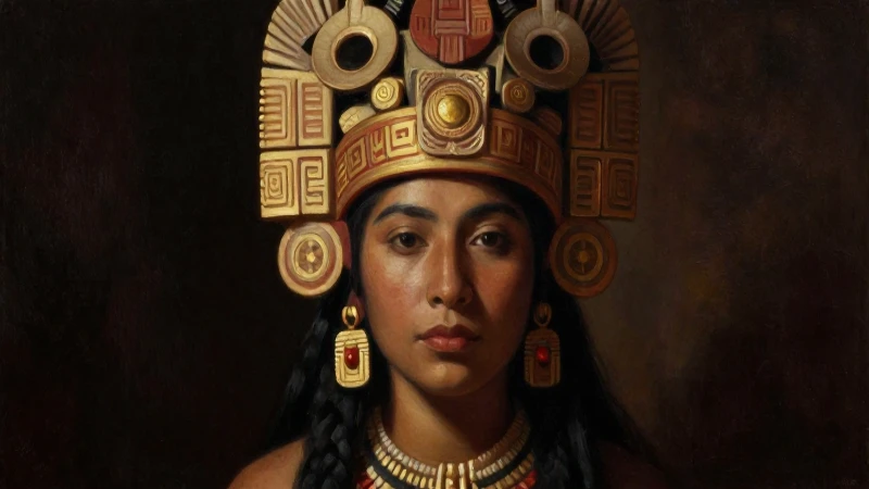 Retrato místico de una mujer nahua ancestral