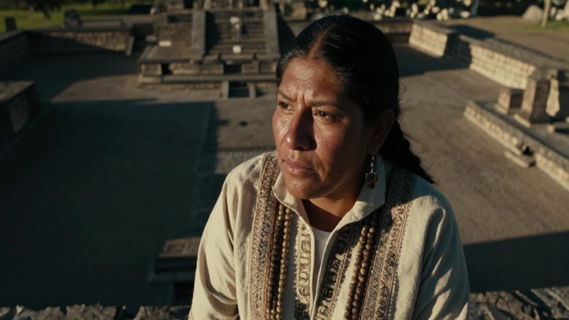 Ruinas zapotecas con luz dramática y cálida