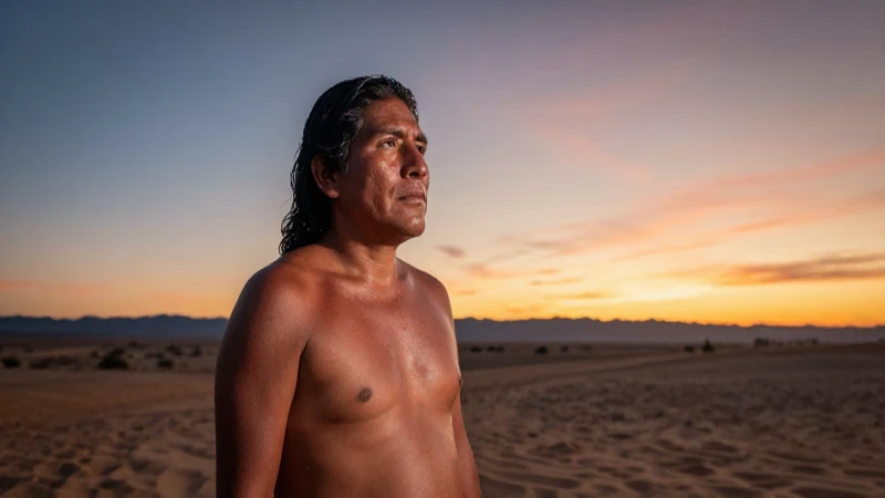 Mestizos mexicanos en un atardecer desértico