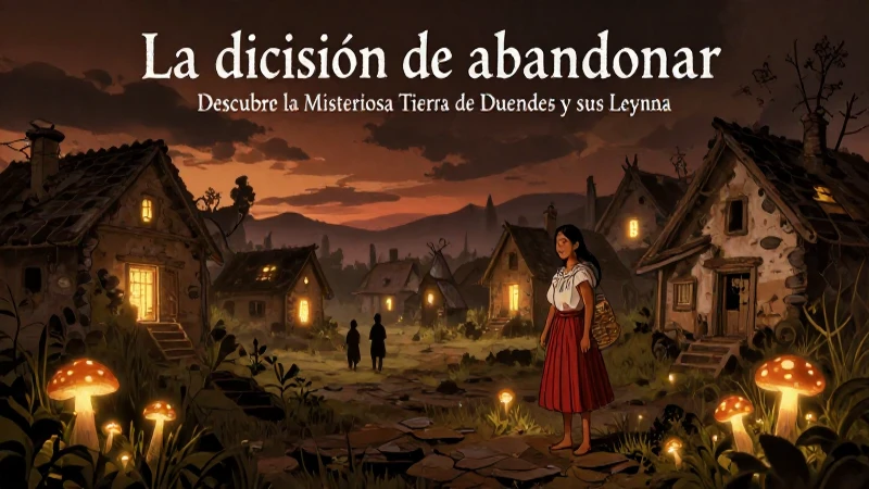 Aldea fantasmagórica, setas brillantes y sombras misteriosas