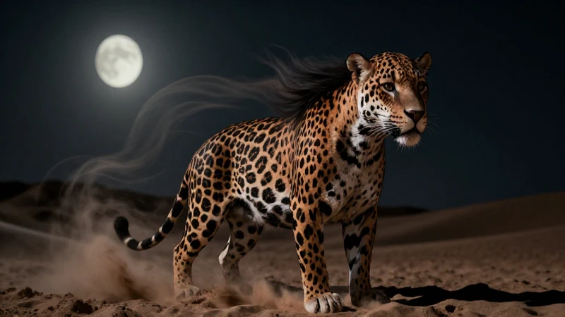 Mitos y Leyendas de México: Historias que Te Sorprenderán 3 Híbrido jaguar-humano en desierto, arte cinematográfico