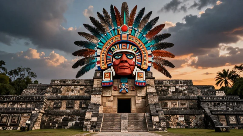 Mitos y Leyendas de México: Historias que Te Sorprenderán 8 Penacho de Quetzalcóatl en ruinas aztecas
