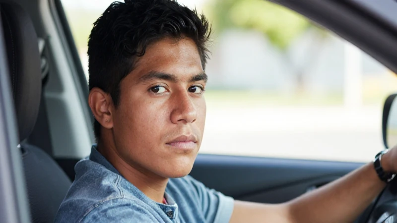 Joven mexicano conduce con carnet en mano