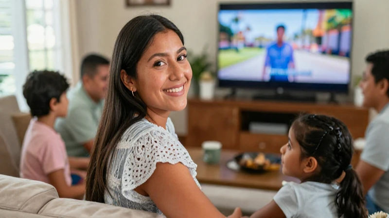 Familia mestiza sonríe, ambiente cálido y hogareño