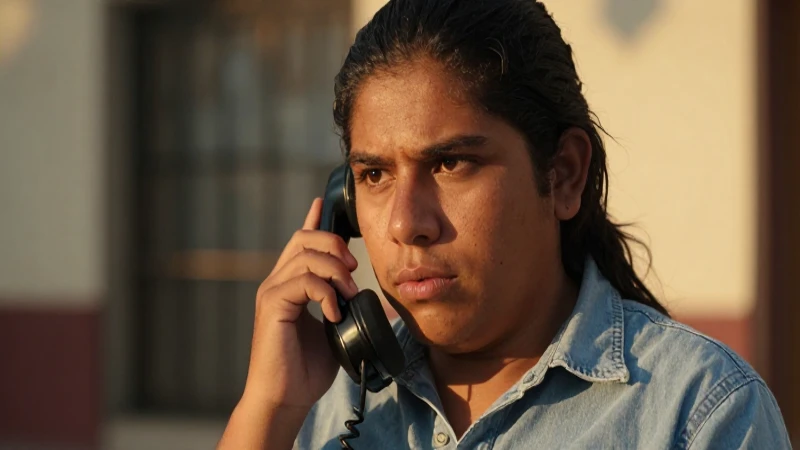 Mexicana, piel dorada, usando tecnología vintage