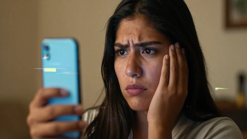Mujer mestiza frustrada con el teléfono