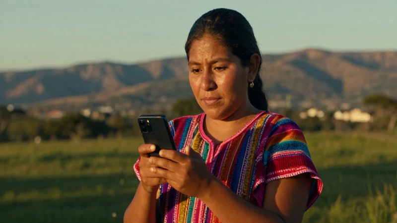 Mexicana, con rasgos mestizos, usa su móvil