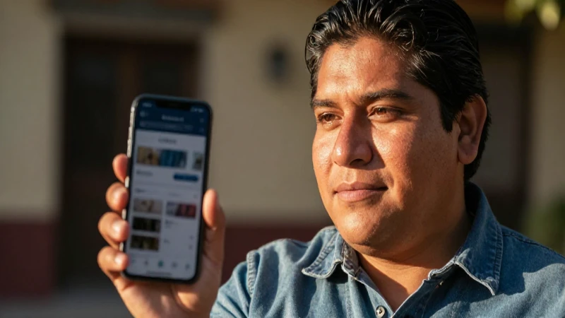 Mexicano con smartphone revisando finanzas al sol