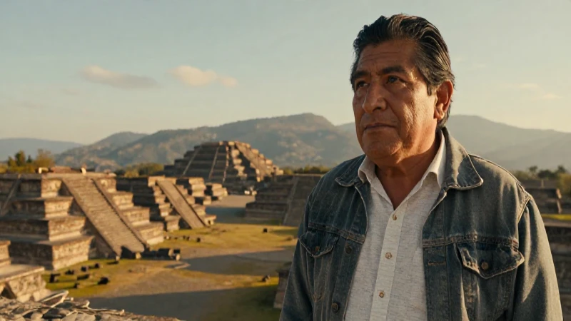 Ruinas mexicanas al atardecer con luz dorada
