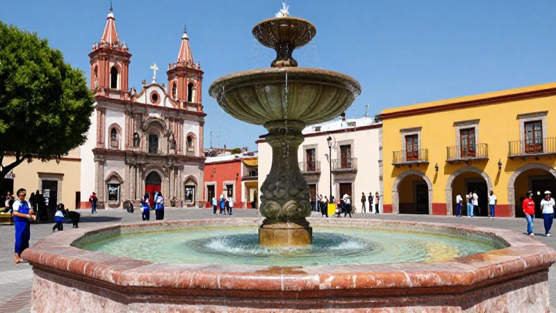 Plaza mexicana vibrante y soleada