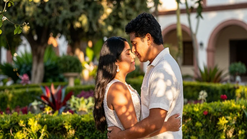Conoces los 10 Lugares Románticos en Morelos para parejas 6 Pareja enamorada en jardines mexicanos al atardecer