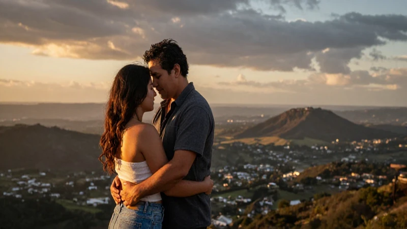 Pareja besándose al atardecer en México