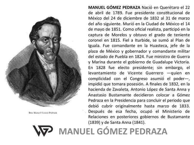 Manuel Gómez Pedraza: BIOGRAFÍA del 6º PRESIDENTE de MÉXICO 104 manuel gomez pedraza biografia del 6o presidente de
