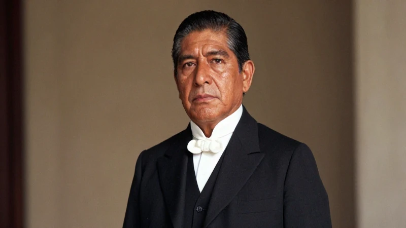 Retrato formal de mestizo mexicano, tonalidades cálidas
