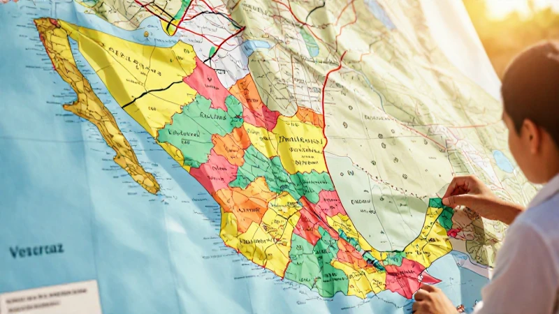 Mapa vibrante de Veracruz, vista aérea