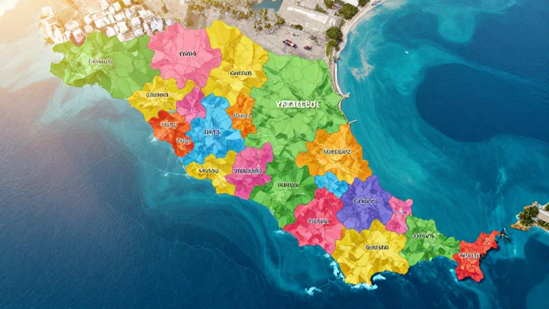 Costa de Veracruz, mapa multicolor, luz cálida