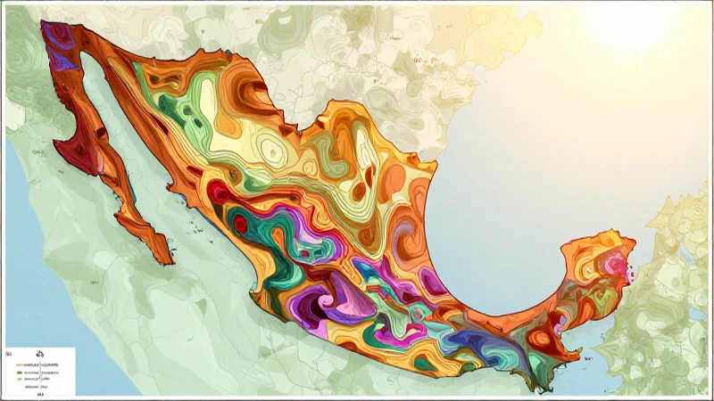 Morelos: mapa colorido bajo luz cálida