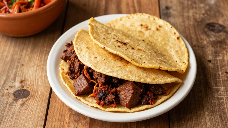 Carnitas en tortillas, comida mexicana apetitosa