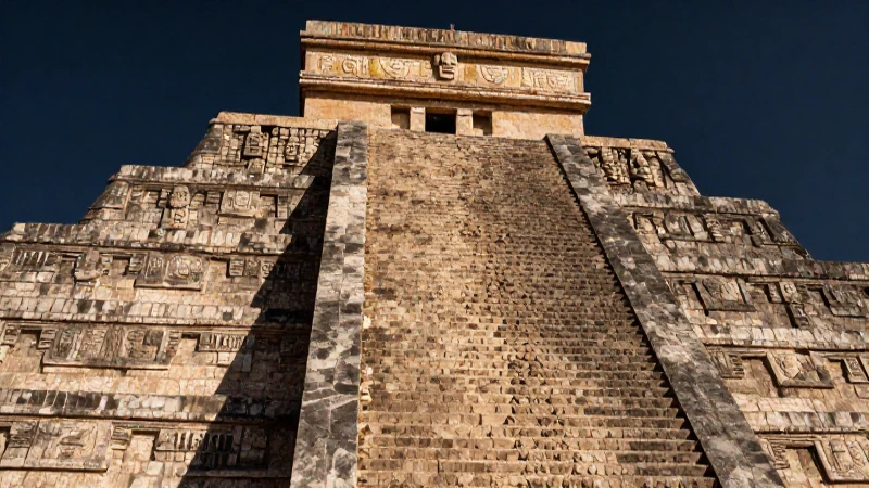 Descubre la Leyenda Maquech: Misterios de la Cultura Mexica 3 Pirámide antigua enigmática, cálida y dorada